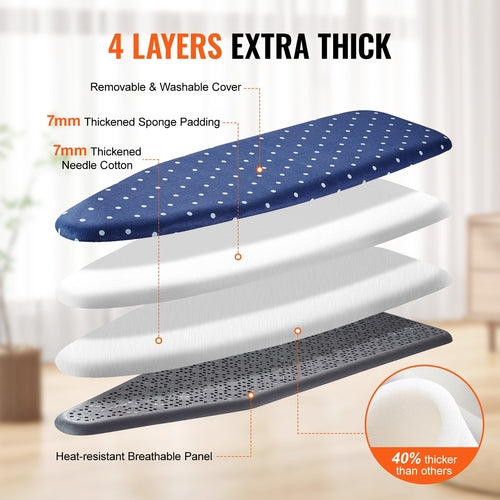 Ironing Board with Bottom Storage Tray, Thickened 4 Layers Iron Board