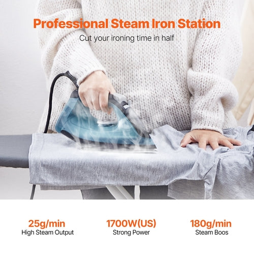 Steam Iron, 1600W Iron for Clothes, Aluminum Alloy + PTFE Soleplate,