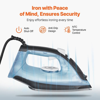 Steam Iron, 1600W Iron for Clothes, Aluminum Alloy + PTFE Soleplate,